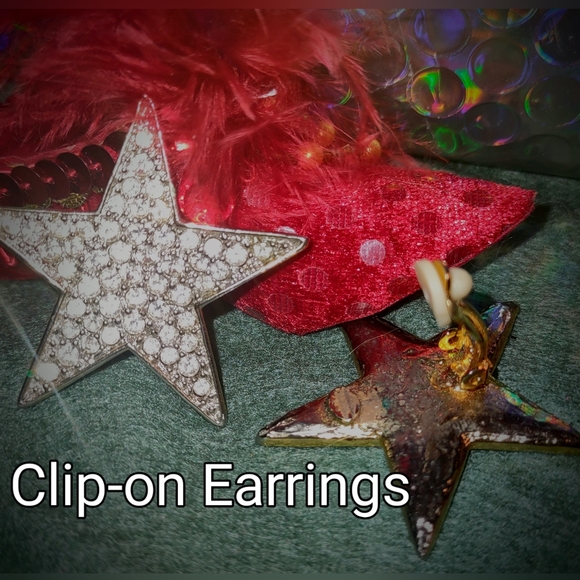 Crystal Encrusted Star Clip-on Earrings - Picture 7 of 12